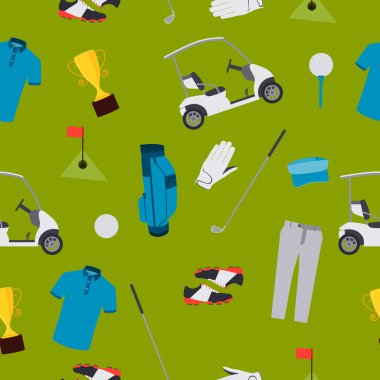 Seamless modeli golf. Giysi ve aksesuarları. Vektör çizim