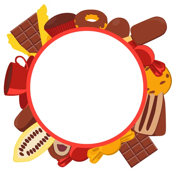 Moldar produtos de chocolate. Chocolate, doces e frutas de cacau. Ilustração vetorial —  Vetores de Stock