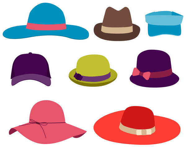 Set summer hat isolated on white background. Vector illustration