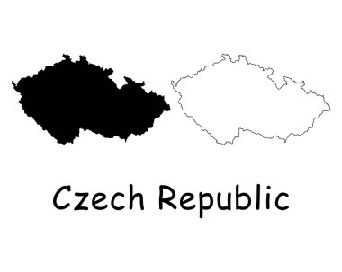 Çek Cumhuriyeti Ülke Haritası. Siyah siluet ve özet beyaz arka planda izole edilmiş. EPS Vektörü