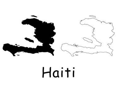 Haiti Şehir Haritası. Siyah siluet ve özet beyaz arka planda izole edilmiş. EPS Vektörü