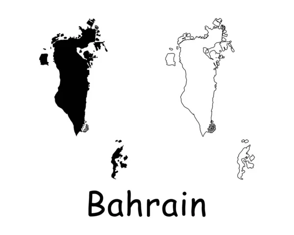 Mapa Bahréin Silueta Negra Contorno Aislado Sobre Fondo Blanco Vector — Vector de stock