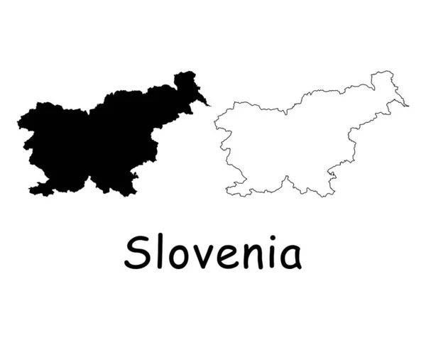 Landkaart Slovenië Zwart Silhouet Omtrek Geïsoleerd Witte Achtergrond Eps Vector — Stockvector