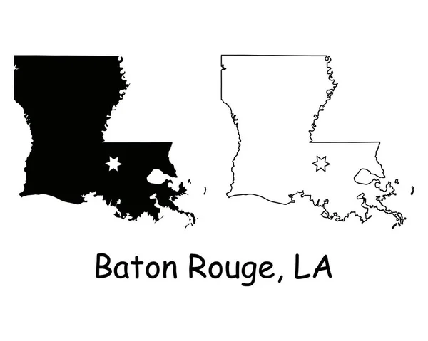 Baton Rouge Louisiana State Border Usa Mappa Louisiana State Map — Vettoriale Stock