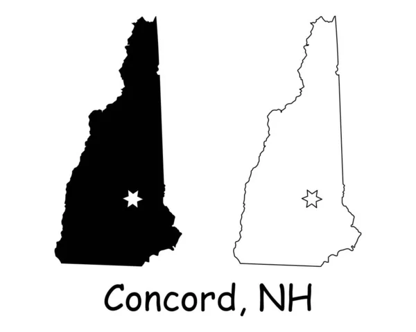 Concord New Hampshire State Border Usa Map New Hampshire State —  Vetores de Stock