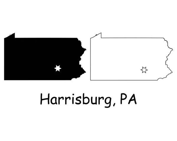 Harrisburg Pennsylvania State Border Usa Mappa Pennsylvania State Map Usa — Vettoriale Stock