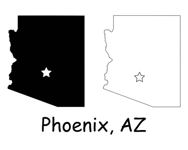 피닉스 아리조나 Usa Map Arizona State Map Usa Capital City — 스톡 벡터