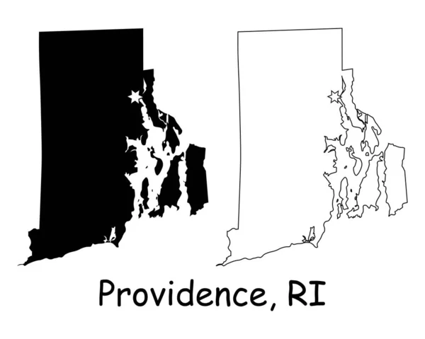 Providence Rhode Island State Border Usa Map Rhode Island State — стоковий вектор