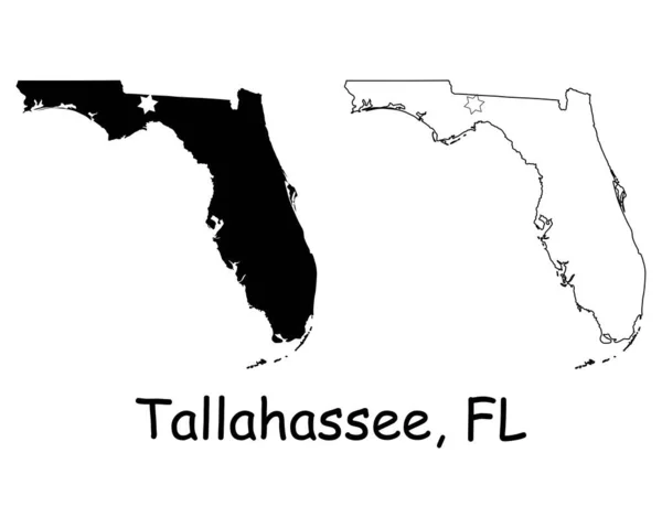 Tallahassee Florida State Border Usa Mappa Florida Stato Mappe Stati — Vettoriale Stock