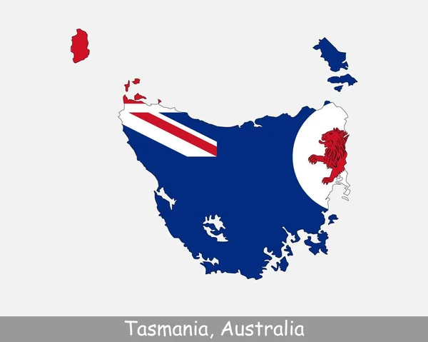 塔斯马尼亚地图旗 澳大利亚Tas地图 州旗与白色背景隔离 澳大利亚岛屿国 矢量说明 — 图库矢量图片