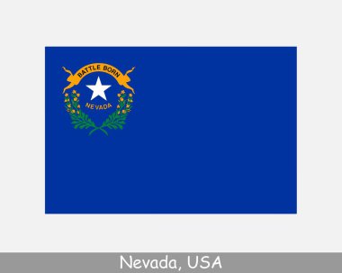 Nevada Eyalet Bayrağı. NV bayrağı, ABD beyaz arka planda izole edilmiş. Amerika, Amerika, Amerika, Amerika Birleşik Devletleri, ABD. Vektör illüstrasyonu.