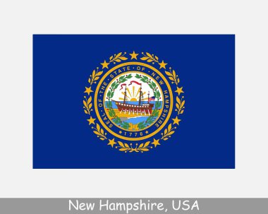 New Hampshire ABD Bayrağı. NH bayrağı, ABD beyaz arka planda izole edilmiş. Amerika, Amerika, Amerika, Amerika Birleşik Devletleri, ABD. Vektör illüstrasyonu.