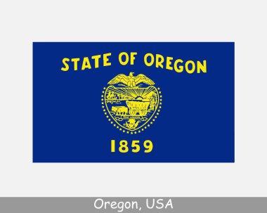 Oregon ABD Bayrağı. Ameliyathane bayrağı, ABD beyaz arka planda izole edilmiş. Amerika, Amerika, Amerika, Amerika Birleşik Devletleri, ABD. Vektör illüstrasyonu.