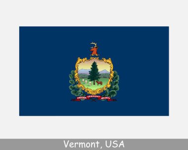 Vermont ABD Bayrağı. VT bayrağı, ABD beyaz arka planda izole edilmiş. Amerika, Amerika, Amerika, Amerika Birleşik Devletleri, ABD. Vektör illüstrasyonu.