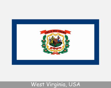 Batı Virginia Eyalet Bayrağı. WV bayrağı, ABD beyaz arka planda izole edilmiş. Amerika, Amerika, Amerika, Amerika Birleşik Devletleri, ABD. Vektör illüstrasyonu.