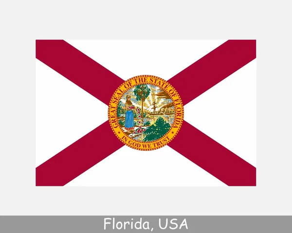 フロリダアメリカ国旗 アメリカのFlの旗は白地に孤立している アメリカ アメリカ アメリカ アメリカ アメリカ アメリカ州 ベクターイラスト — ストックベクタ