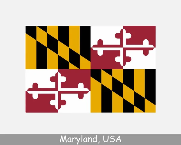 Maryland Usa State Flag Vlag Van Geïsoleerd Witte Achtergrond Verenigde — Stockvector