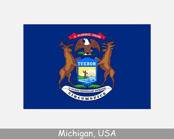Bandera Del Estado Michigan Usa Bandera Aislada Sobre Fondo Blanco — Vector de stock