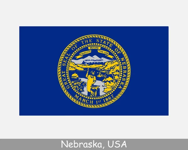 Nebraska Bandera Del Estado Bandera Aislada Sobre Fondo Blanco Estados — Vector de stock