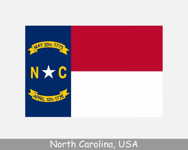 North Carolina Usa State Flag Bandera Aislada Sobre Fondo Blanco — Vector de stock