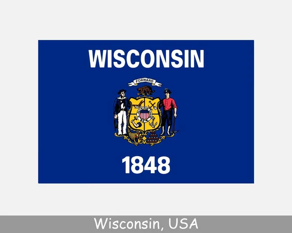 Wisconsin Usa State Flag Bandera Aislada Sobre Fondo Blanco Estados — Vector de stock