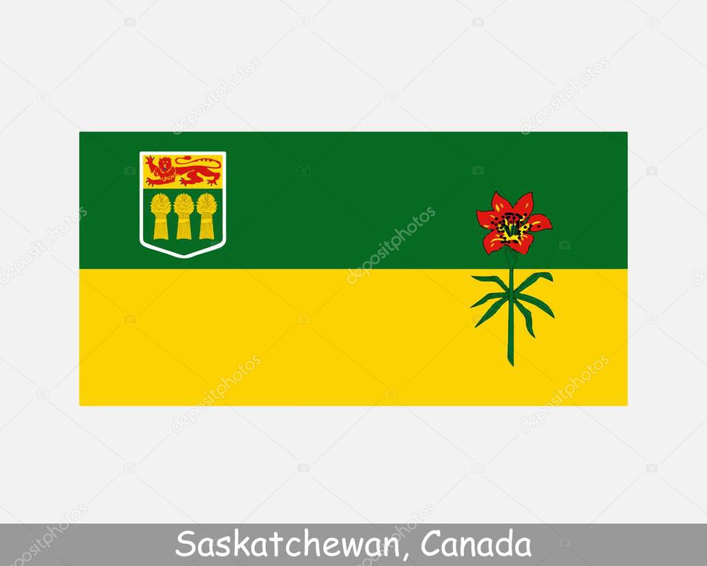 Saskatchewan Canada Flag. Canadian Province Banner. Flag of SK, CA. EPS Vector Illustration. 