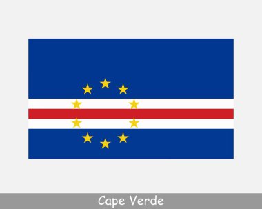 Cape Verde Ulusal Bayrağı. Cabo Verde Bayrağı. Cabo Cumhuriyeti Verde Banner 'ı detaylandırdı. EPS Vektör İllüstrasyon Kesme Dosyası