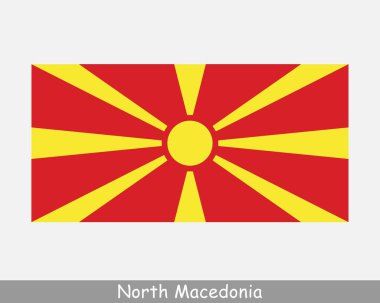 Kuzey Makedonya Ulusal Bayrağı. Makedon Bayrağı. Kuzey Makedonya Cumhuriyeti Banner 'ı Detaylandırdı. EPS Vektör İllüstrasyon Kesme Dosyası