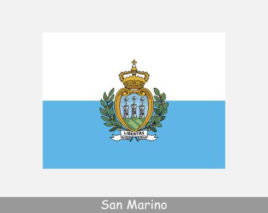 San Marino Ulusal Bayrağı. Sammarinese Bayrağı. San Marino Cumhuriyeti Banner 'ı detaylandırdı. EPS Vektör İllüstrasyon Dosyası
