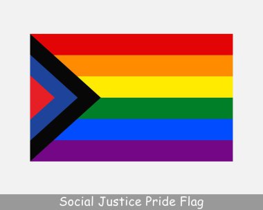 Sosyal Adalet Gururu Bayrağı. Gökkuşağı Gay Gurur Bayrağı, LGBTQ Bayrağı. EPS Vektör İllüstrasyon Kesme Dosyası