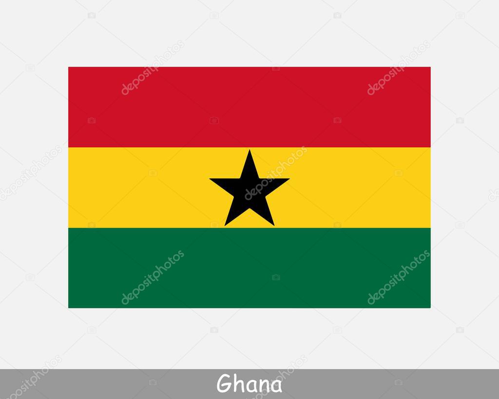 National Flag of Ghana. Ghanaian Country Flag. Republic of Ghana Detailed Banner. EPS Vector Illustration Cut File