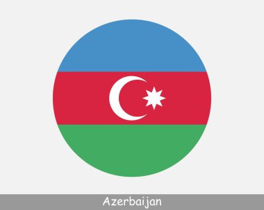Azerbaijan Round Circle Flag. Azerbaijani Azeri Circular Button Banner Icon. EPS Vector