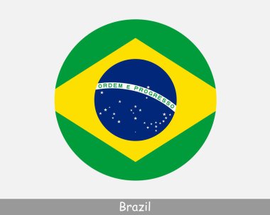 Brazil Round Circle Flag. Brazilian Circular Button Banner Icon. EPS Vector