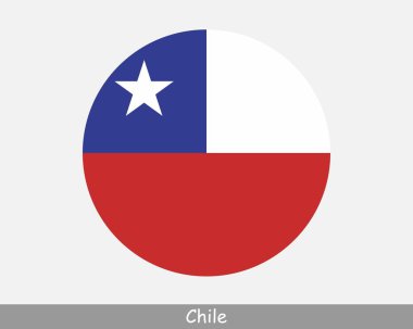Chile Round Circle Flag. Chilean Circular Button Banner Icon. EPS Vector