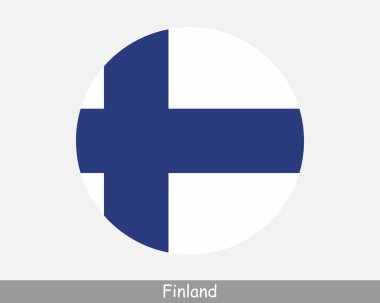 Finland Round Circle Flag. Finnish Circular Button Banner Icon. Finn Flag EPS Vector