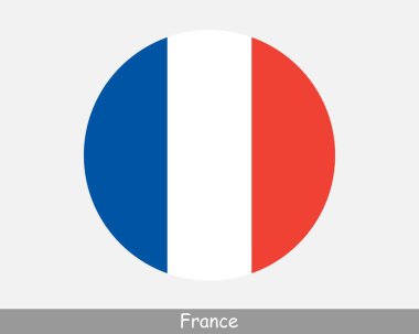 France Round Circle Flag. French Circular Button Banner Icon. EPS Vector