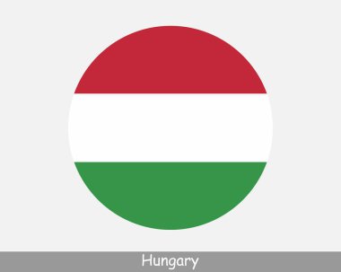 Hungary Round Circle Flag. Hungarian Circular Button Banner Icon. EPS Vector