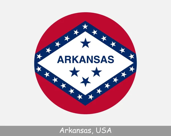 Arkansas Circle Flag Usa State Circular Button Banner Icon Arkansas — Stock Vector