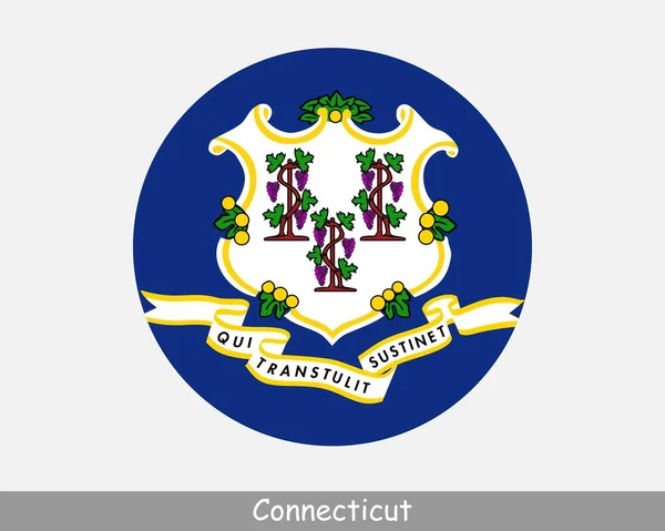 Connecticut Circle Flag Usa State Circular Button Banner Icon Alabama — Vettoriale Stock