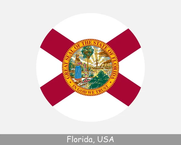 Florida Circle Flag Usa State Circular Button Banner Icon Florida — Vettoriale Stock
