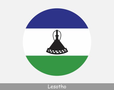 Lesotho Round Circle Flag. Mosotho Circular Button Banner Icon. Basotho EPS Vector