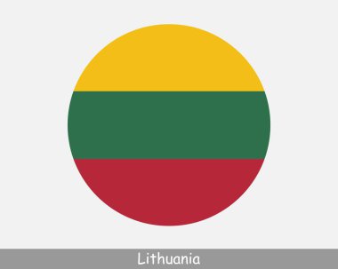 Lithuania Round Circle Flag. Lithuanian Circular Button Banner Icon. EPS Vector