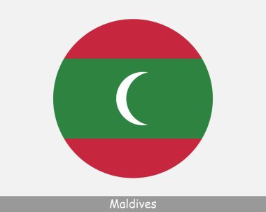 Maldives Round Circle Flag. Maldivian Circular Button Banner Icon. EPS Vector