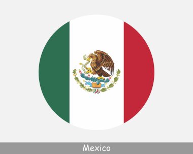 Mexico Round Circle Flag. Mexican Circular Button Banner Icon. EPS Vector