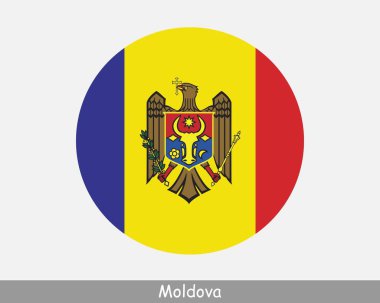 Moldova Round Circle Flag. Moldovan Circular Button Banner Icon. EPS Vector
