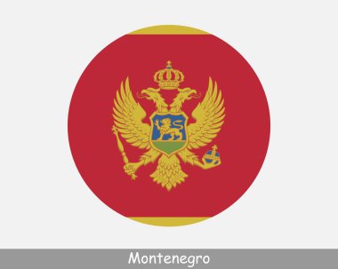 Montenegro Round Circle Flag. Montenegrin Circular Button Banner Icon. EPS Vector