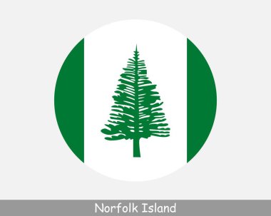 Norfolk Island Round Circle Flag. External territory of Australia. Australian External Territory. Circular Button Banner Icon. EPS Vector