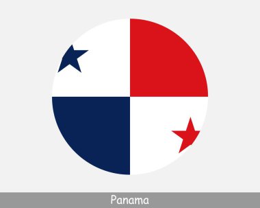 Panama Round Circle Flag. Panamanian Circular Button Banner Icon. EPS Vector