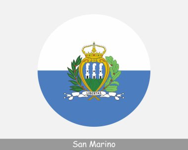 San Marino Round Circle Flag. Sammarinese Circular Button Banner Icon. EPS Vector