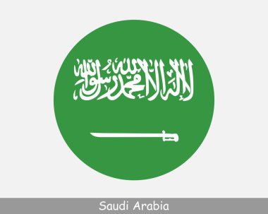 Saudi Arabia Round Circle Flag. Saudi Arabian Circular Button Banner Icon. EPS Vector